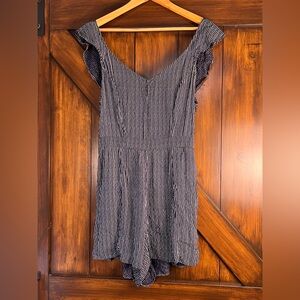 American Eagle Striped Navy and White Romper Women's M